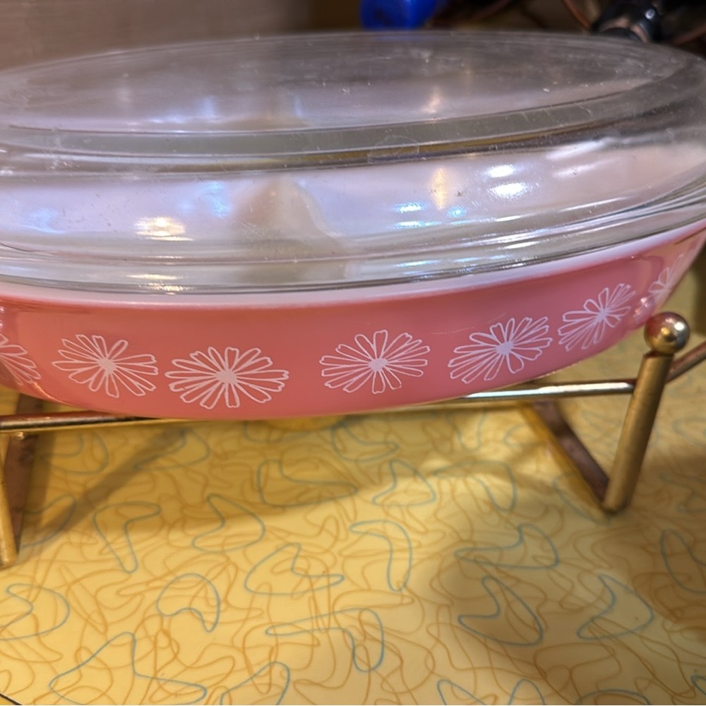 PYREX DAISY 🌼 Pink Floral Glass Baking Dish with Lid